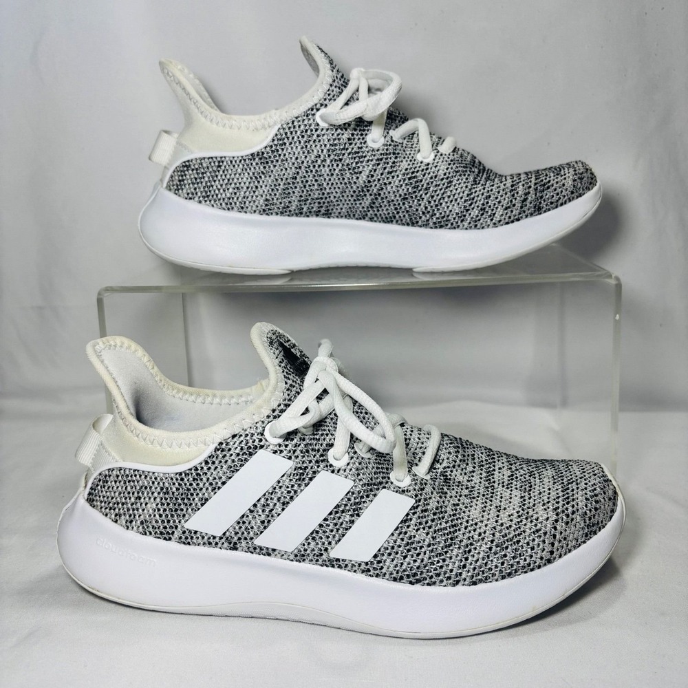 Adidas Cloudfoam Pure 2.0 Womens 5 Black White Knit Running Shoes Sneaker